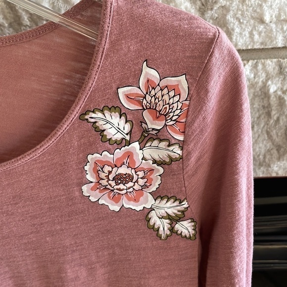 Loft Outlet floral long sleeve shirt pink mauve size XS - Picture 4 of 5